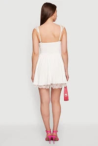 Lace Detail Milkmaid Mini Dress