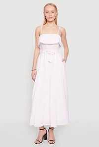Haute Monde Ruffle Overlay Belted Maxi Dress