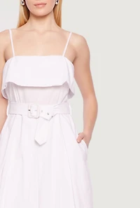 Haute Monde Ruffle Overlay Belted Maxi Dress