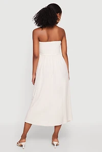 Twist Front Strapless Midi Dress
