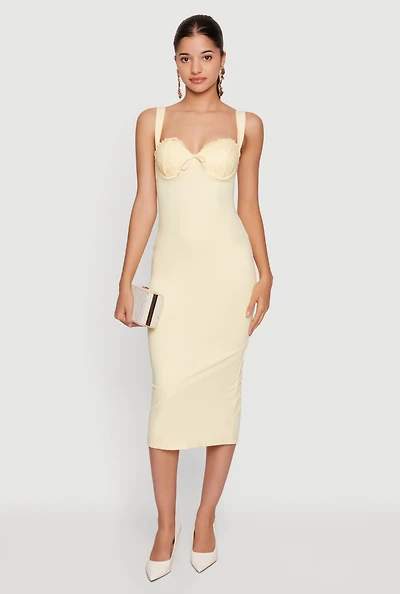 Lace Detail Bustier Midi Dress