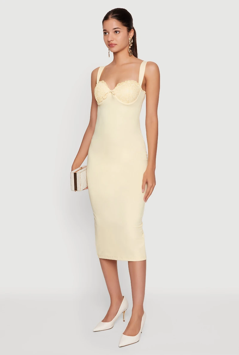 Lace Detail Bustier Midi Dress