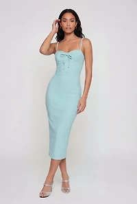 Sleeveless Tie Front Sweetheart Bustier Dress
