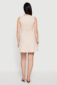 Ruched Side Boat Neck Mini Dress