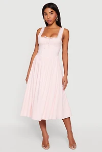 Lace Trim Up Detail Midi Skater Dress