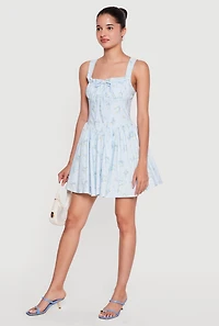 Ditsy Floral Corset Detail Mini Dress