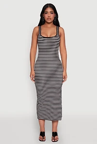 Womens Striped Side Slit Tank Dress, Multi, Size S