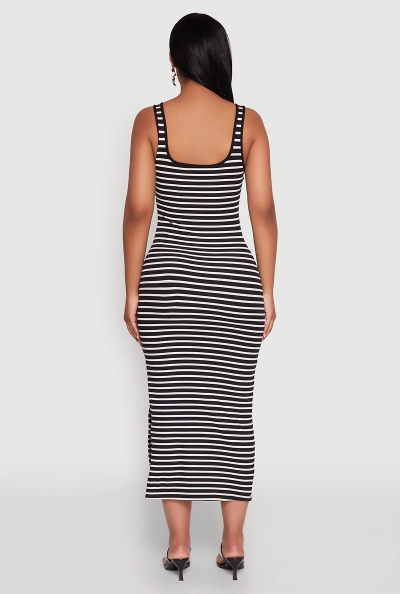 Womens Striped Side Slit Tank Dress, Multi, Size S
