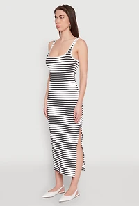 Womens Striped Side Slit Tank Dress, Multi, Size M