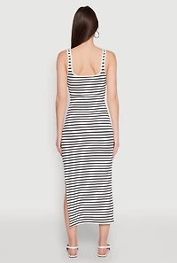 Striped Side Slit Tank Dress