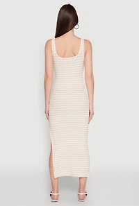 Womens Striped Side Slit Tank Dress,