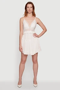 Crochet Detail Tiered Ruffle Mini Dress