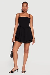 Ruffle Tiered Smocked Skater Dress with Shorts Lining