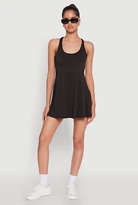 Womens Trendy Criss Cross Back Scoop Neck Tennis Dress,