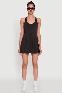 Womens Trendy Criss Cross Back Scoop Neck Tennis Dress,