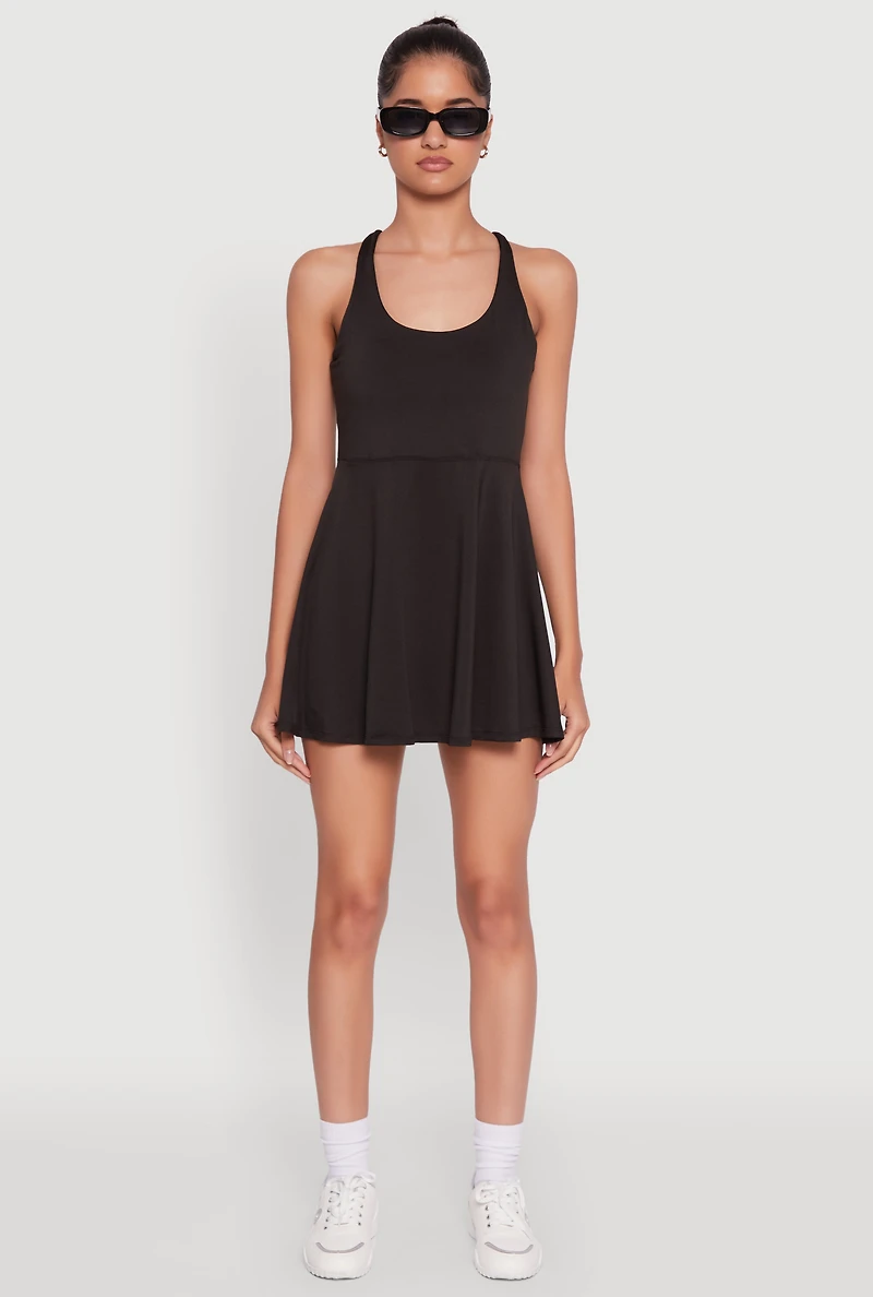Womens Trendy Criss Cross Back Scoop Neck Tennis Dress,