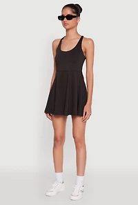 Womens Trendy Criss Cross Back Scoop Neck Tennis Dress,