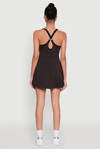 Womens Trendy Criss Cross Back Scoop Neck Tennis Dress,