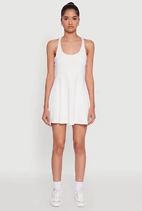 Womens Trendy Criss Cross Back Scoop Neck Tennis Dress, White, Size M