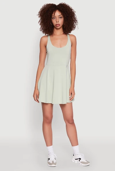 Womens Trendy Criss Cross Back Scoop Neck Tennis Dress,