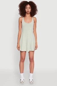Womens Trendy Criss Cross Back Scoop Neck Tennis Dress, Green, Size L