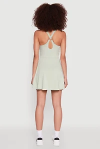 Womens Trendy Criss Cross Back Scoop Neck Tennis Dress, Green, Size M