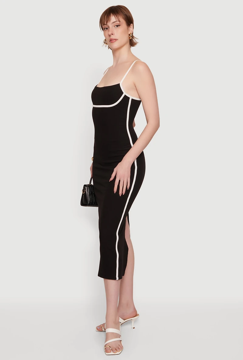 Contrast Trim Cami Midi Dress