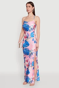 Womens Iris Floral Lace Up Back Maxi Dress, Multi, Size M