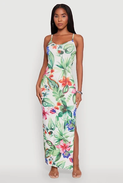Womens Haute Monde Sleeveless Scoop Neck Floral Maxi Dress, Multi, Size M