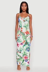 Womens Haute Monde Sleeveless Scoop Neck Floral Maxi Dress, Multi, Size M