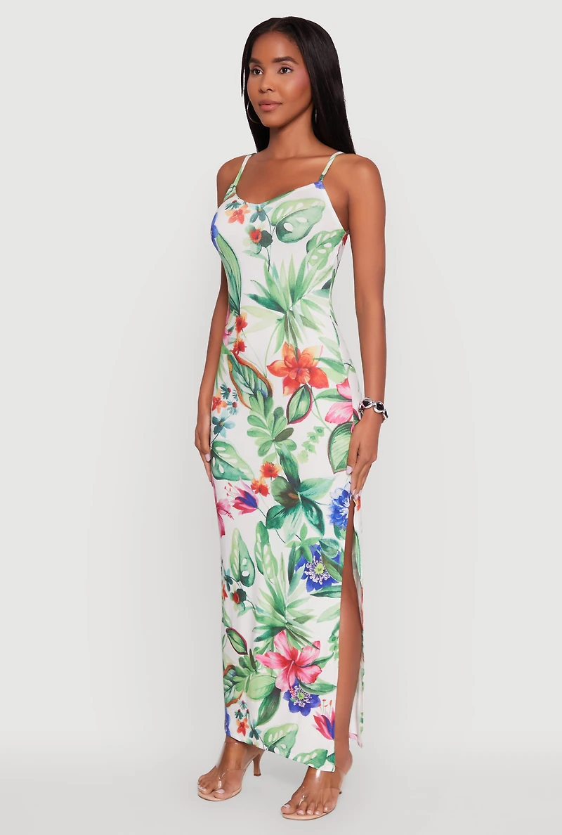 Womens Haute Monde Sleeveless Scoop Neck Floral Maxi Dress, Multi, Size M