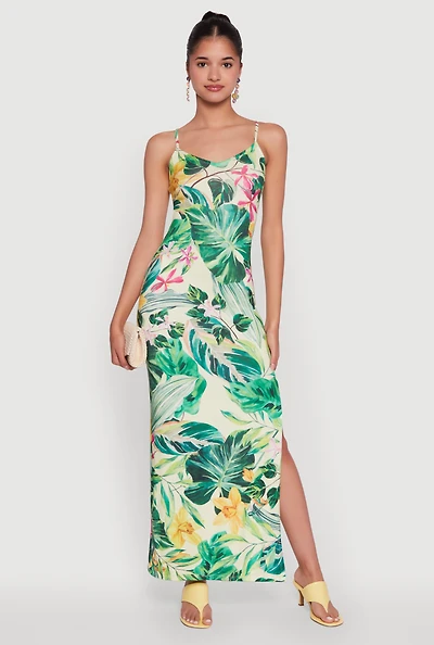 Womens Haute Monde Floral V-Neck Side Slit Dress, Multi, Size S