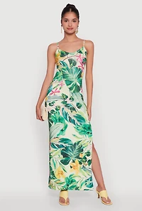 Womens Haute Monde Floral V-Neck Side Slit Dress, Multi, Size S
