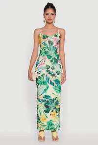 Womens Haute Monde Floral V-Neck Side Slit Dress, Multi, Size S
