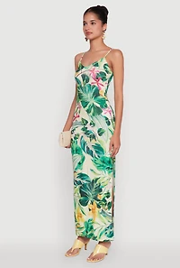 Womens Haute Monde Floral V-Neck Side Slit Dress, Multi, Size S