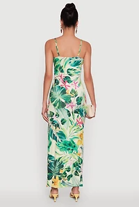 Womens Haute Monde Floral V-Neck Side Slit Dress, Multi, Size S