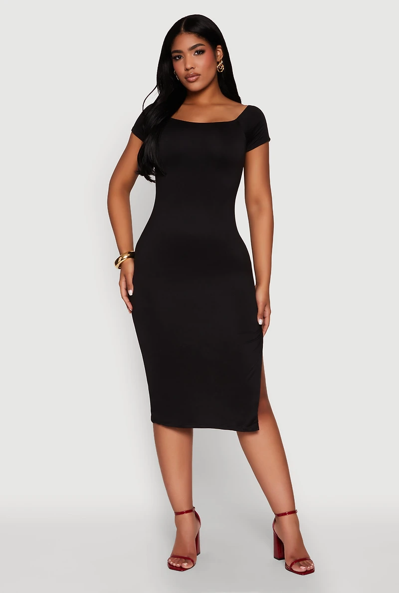 Haute Monde Side Slit Midi Dress