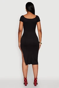 Womens Haute Monde Side Slit Midi Dress, Black,