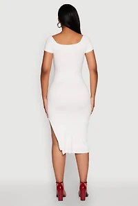 Womens Haute Monde Side Slit Midi Dress, White, Size L
