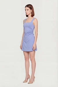 Square Neck Ruched Side Mini Dress