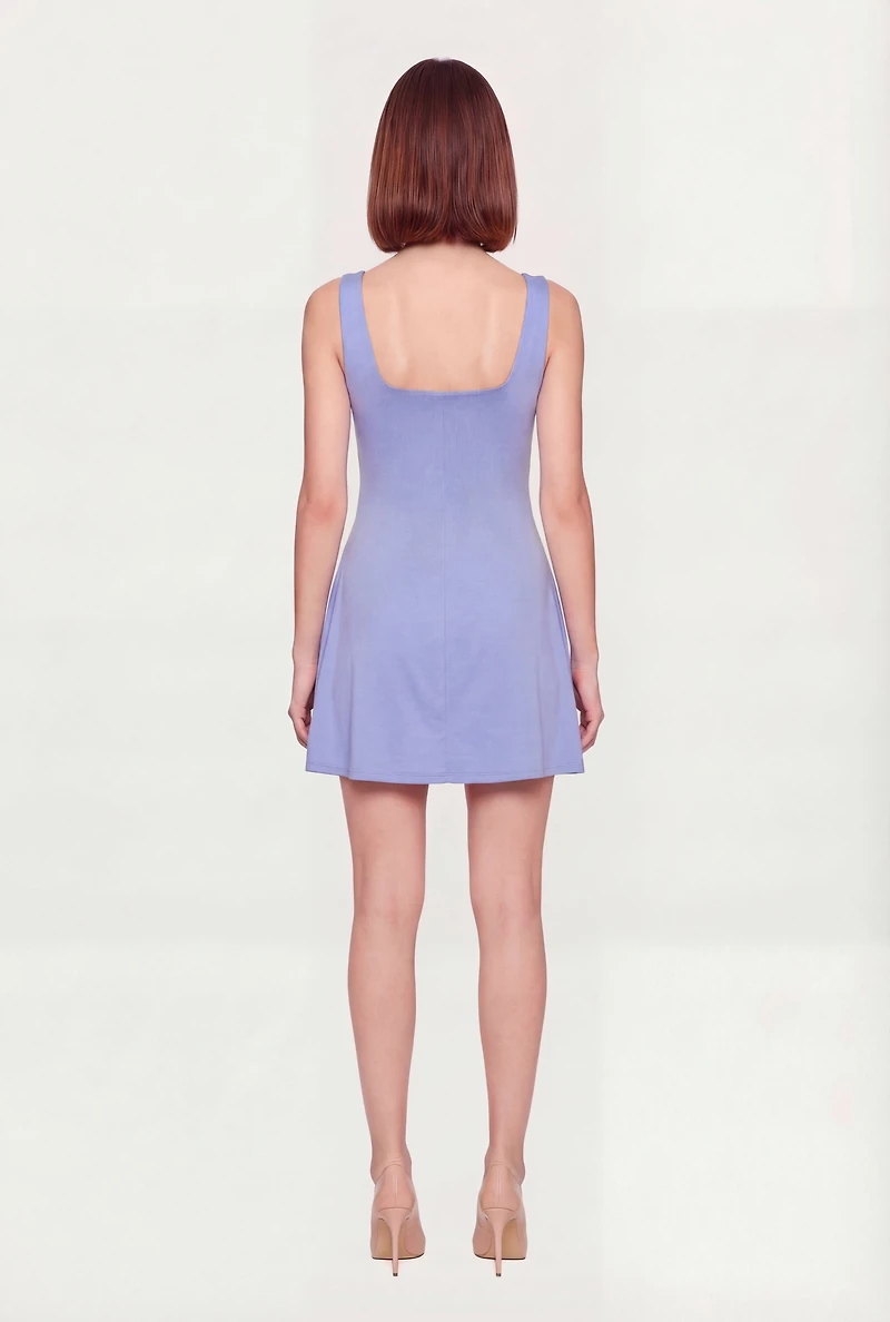 Square Neck Ruched Side Mini Dress