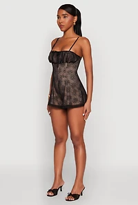Womens Iris Lace Square Neck Romper, Black, Size S