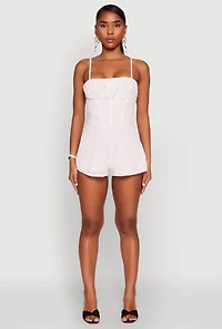 Womens Iris Lace Square Neck Romper, Multi, Size M