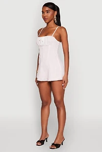 Womens Iris Lace Square Neck Romper, Pink, Size S