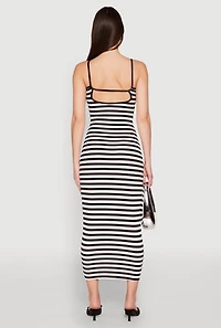 Contrast Trim Striped Maxi Dress
