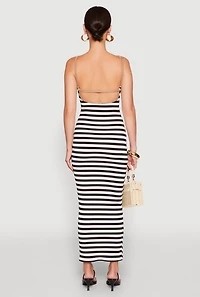 Contrast Trim Striped Maxi Dress