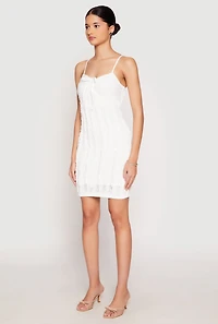 Womens Almost Famous Sweetheart Tie Front Mini Dress, White, Size L