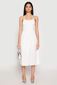 Womens Almost Famous Sleeveless Empire Waist Midi Dress, White, Size S