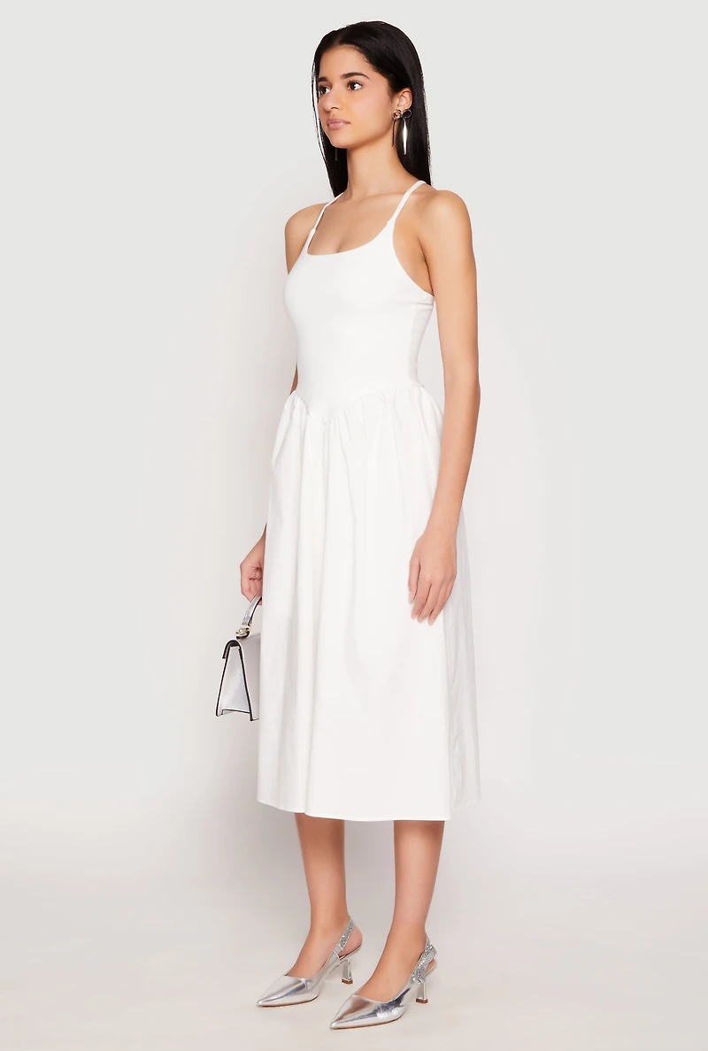 Womens Almost Famous Sleeveless Empire Waist Midi Dress, White, Size S