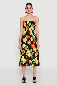 Womens Almost Famous Assorted Fruit Smocked Dress, Multi, Size M